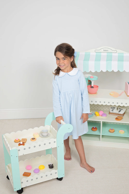 Charlotte Dress- Light Blue Stripe
