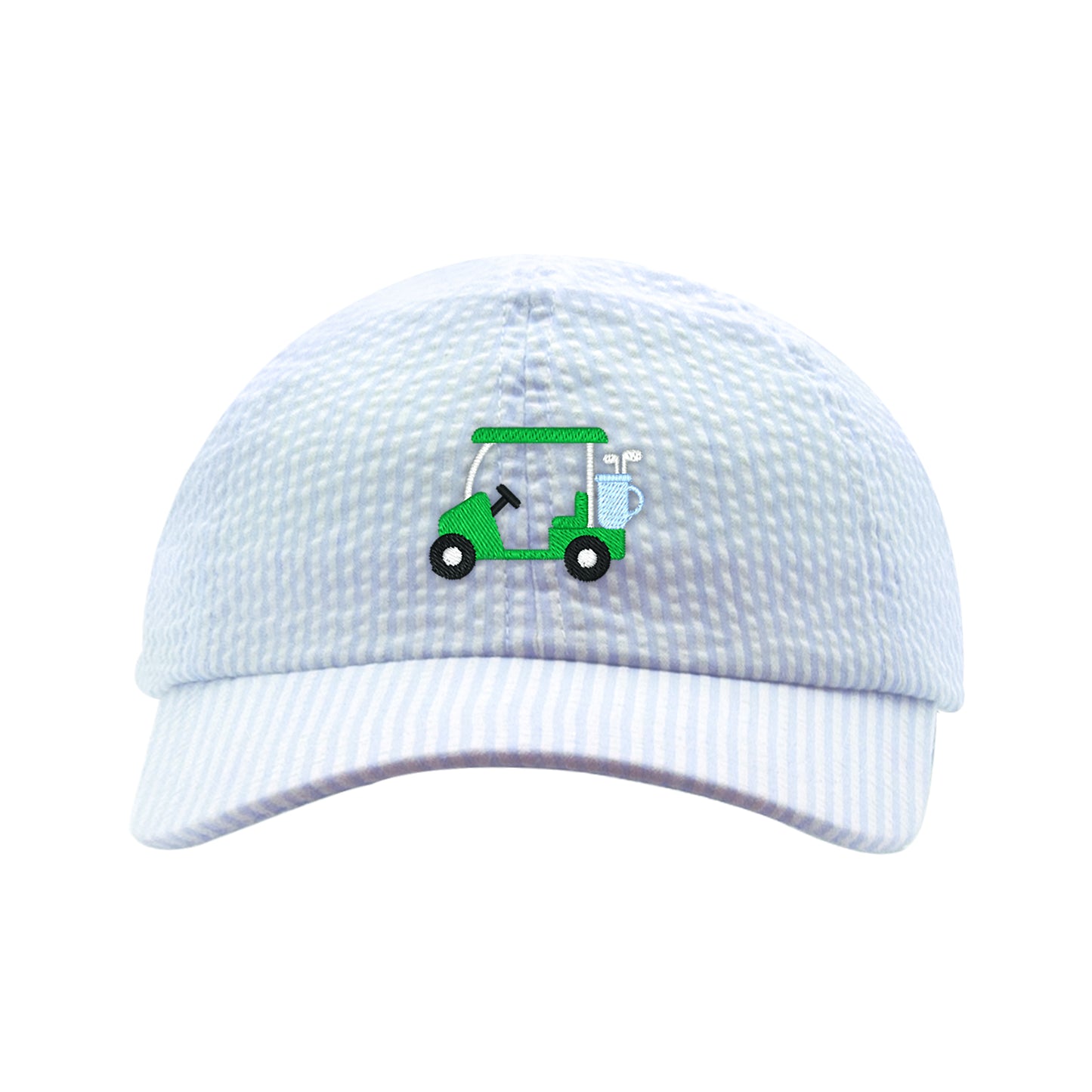 Golfcart Embroidered Blue Seersucker Hat