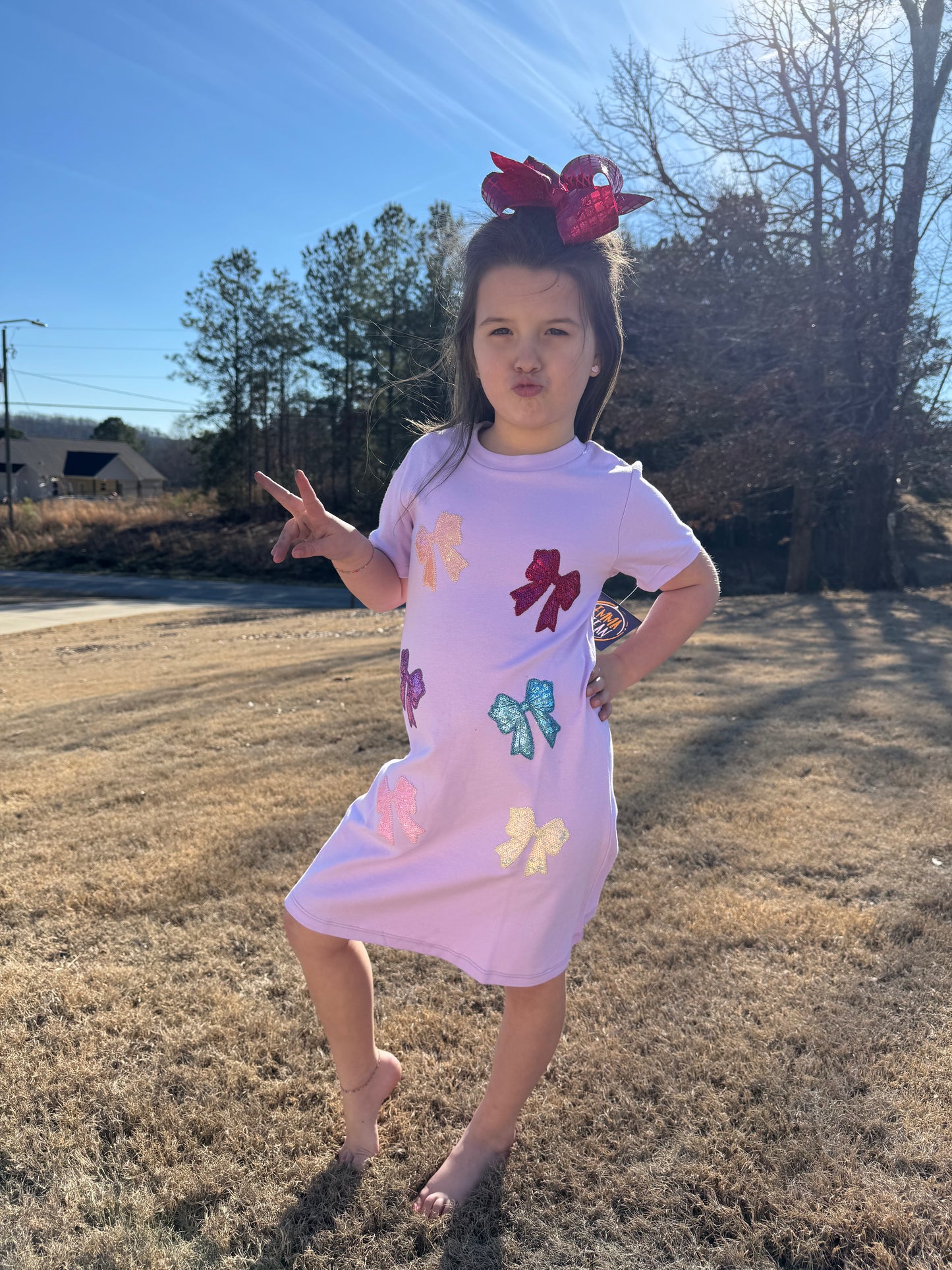 Sparkly Bows Applique Dress