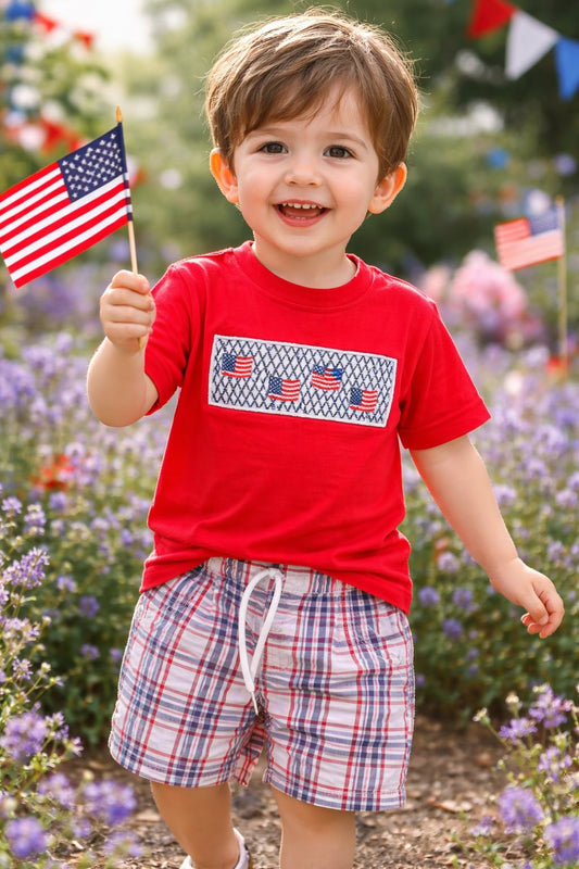 Boys Patriotic Smock Short Set