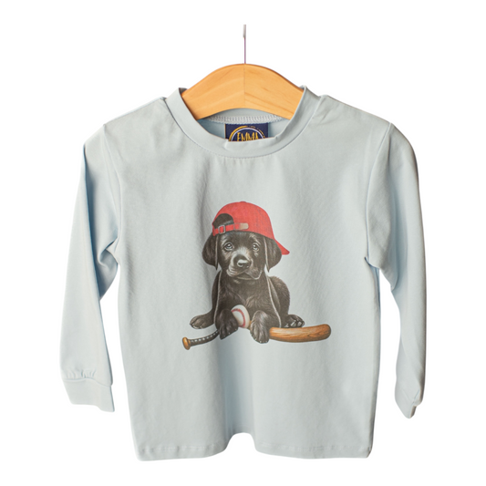 Baseball Pup Long Sleeve Boys Tee