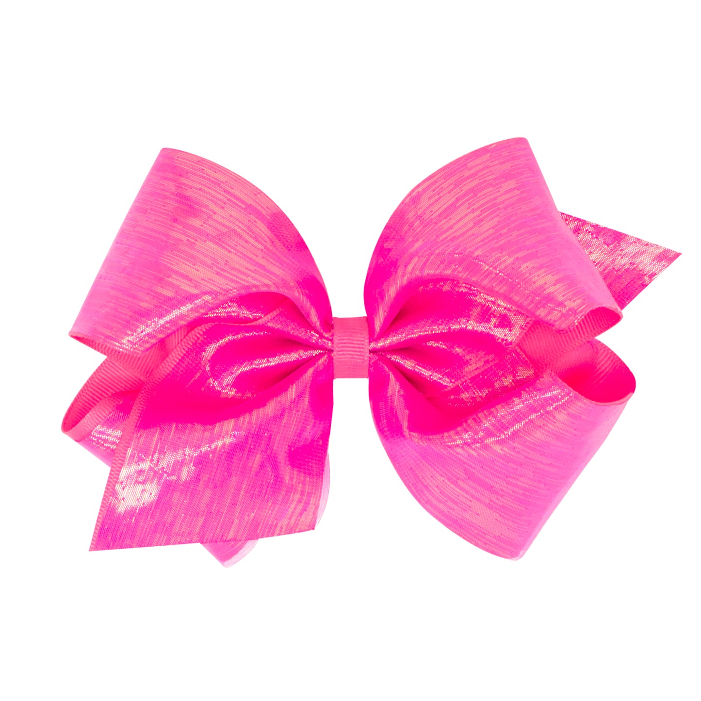 Hot Pink Sheer Iridescent and Grosgrain Overlay Bow