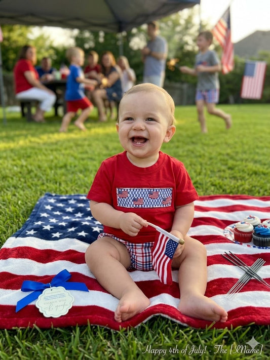 Boys Patriotic Smock Diaper Set