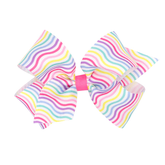 Birthday Stripe Print Grosgrain Bow