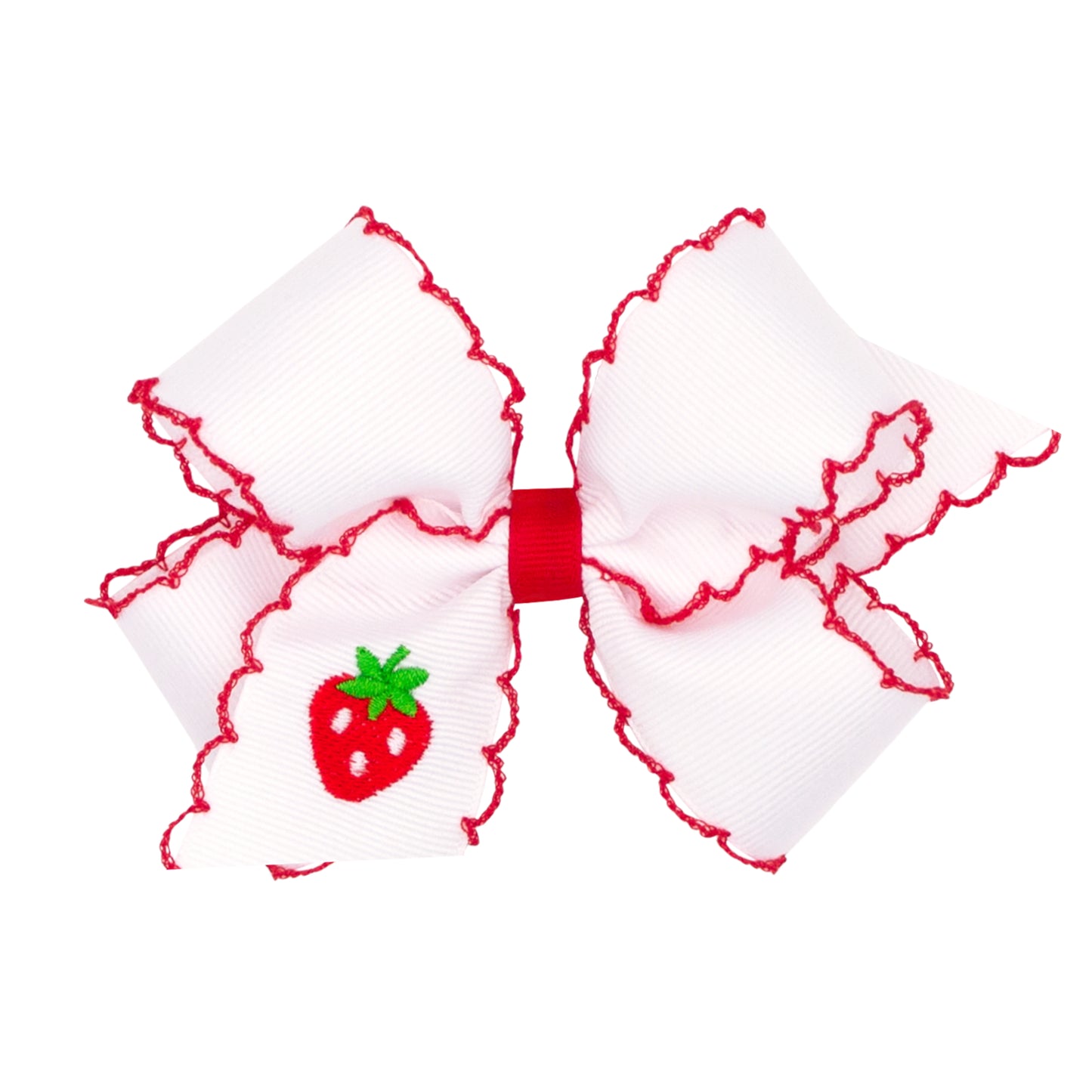 Strawberry Embroidered Moonstitch Bow