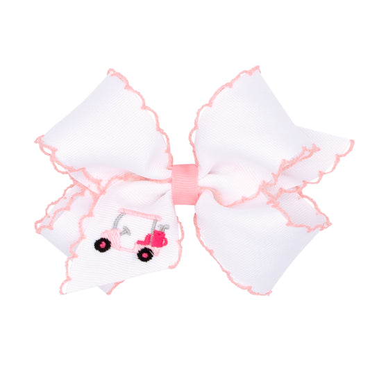 Golf Cart Embroidered Moonstitch Bow