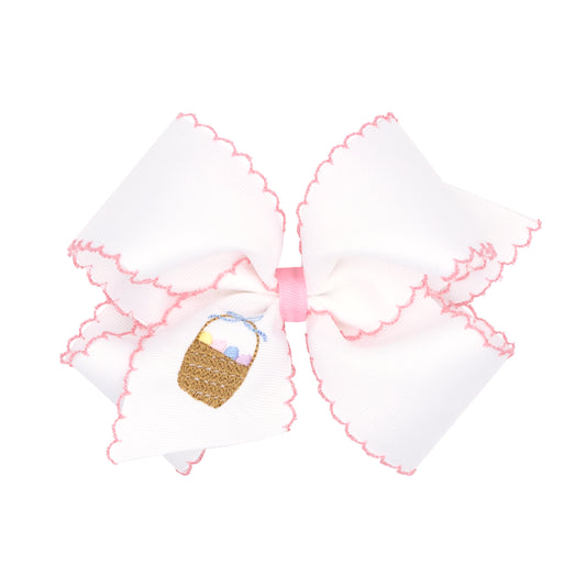 Easter Basket Embroidered Moonstitch Bow
