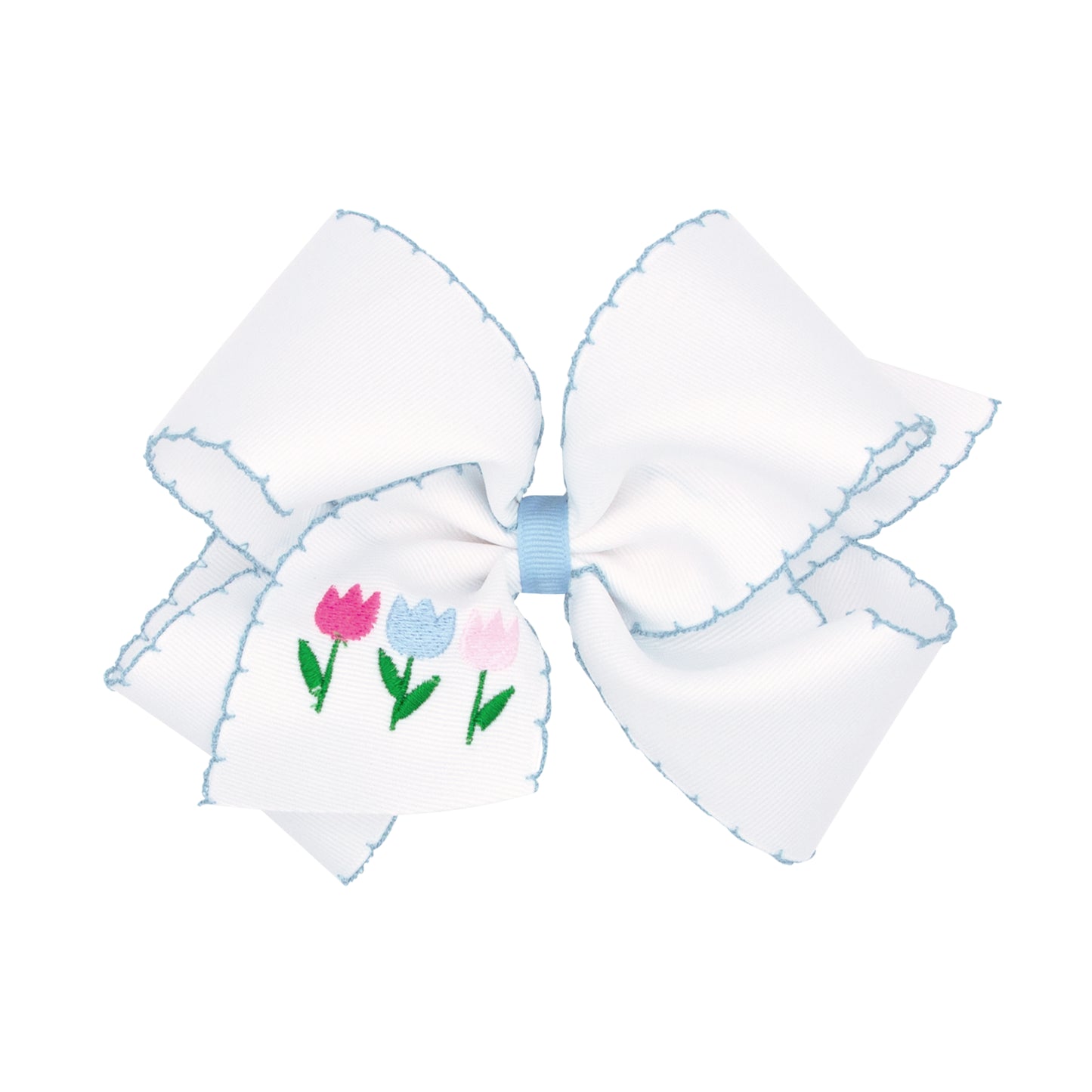 Tulip Embroidered Moonstitch Bow