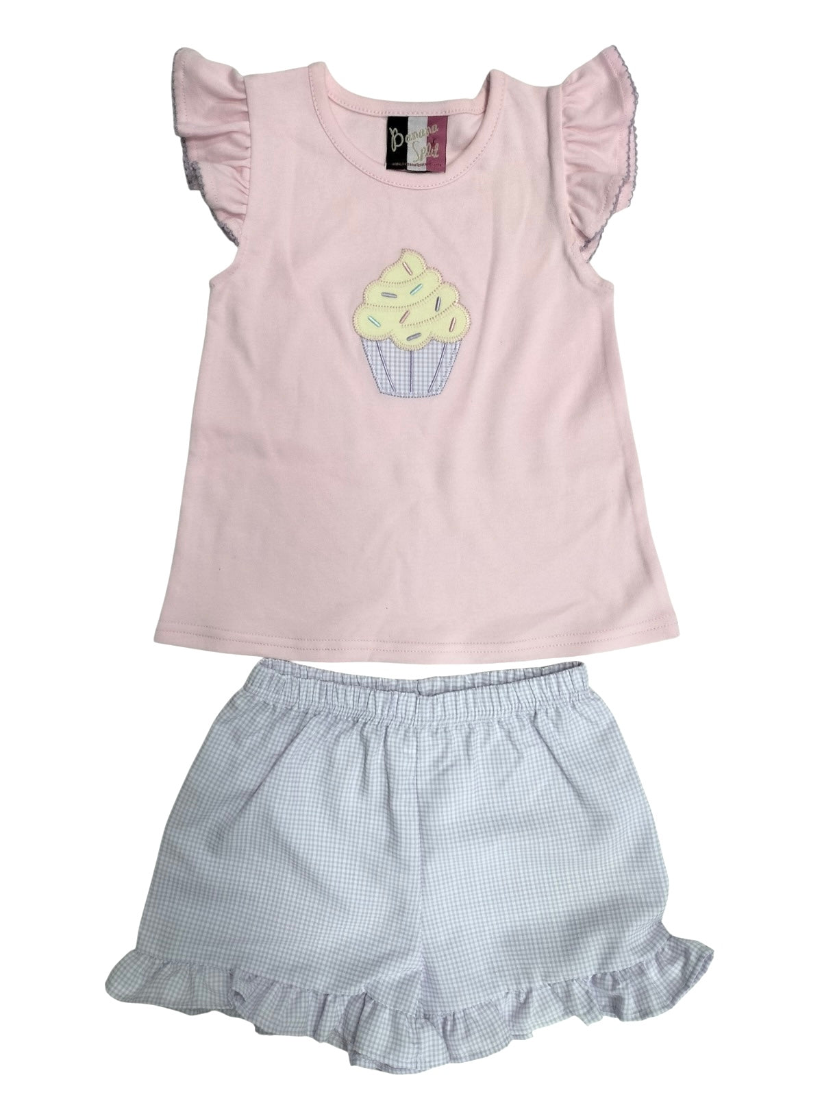 Cupcake Applique Girl Short Set
