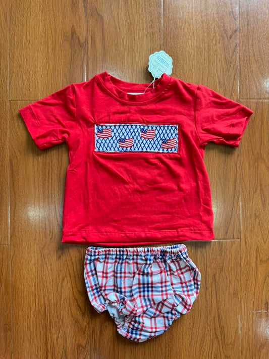 Boys Patriotic Smock Diaper Set