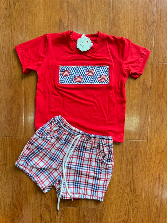 Boys Patriotic Smock Short Set