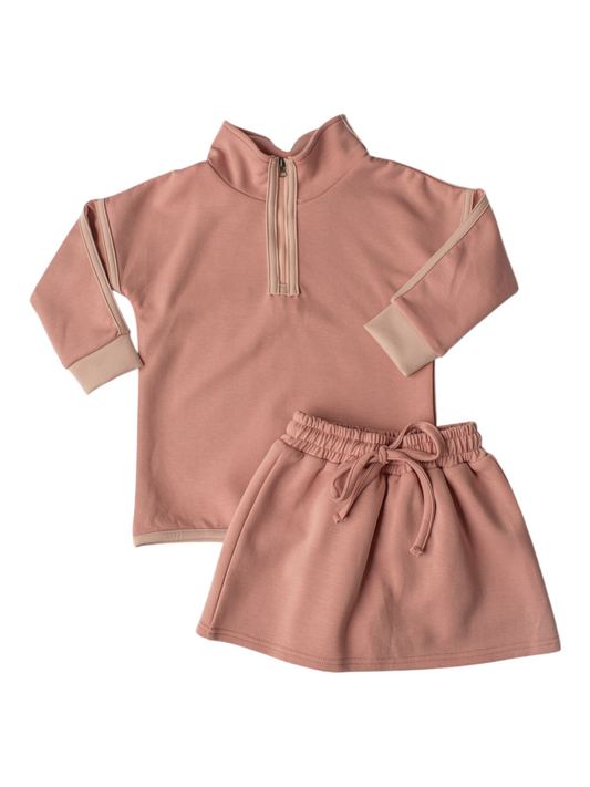 Celina Quarter Zip Skort Set - Mauve
