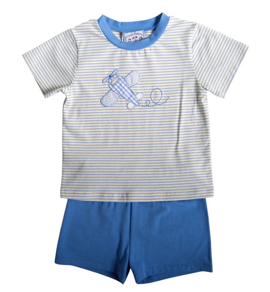 Airplane Applique Short Set
