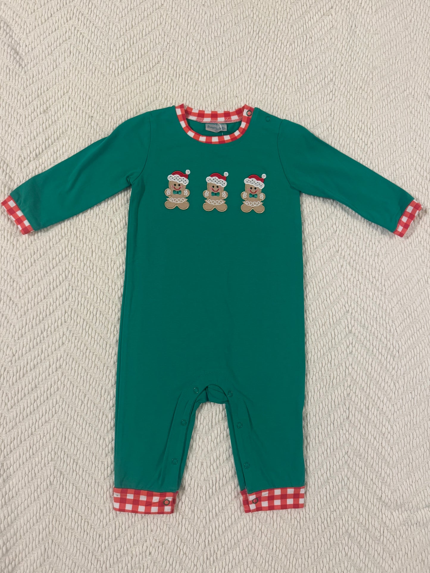 Green Boys Gingerbread Romper