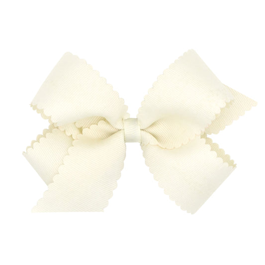 Antique White Scalloped Bow