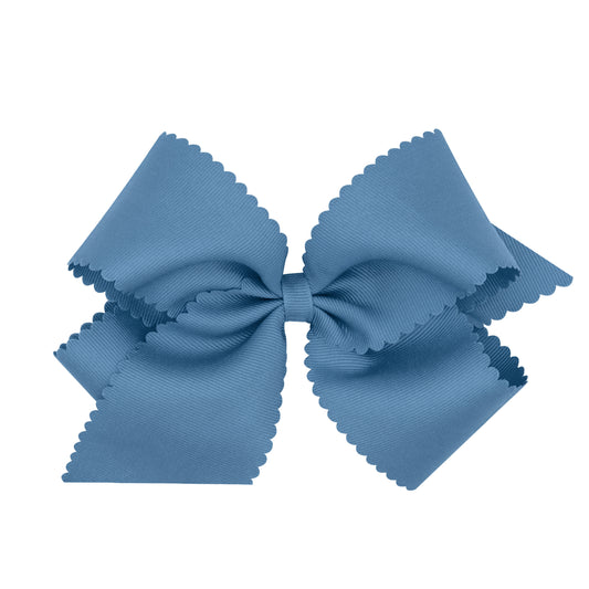 Smoke Blue Scalloped Bow