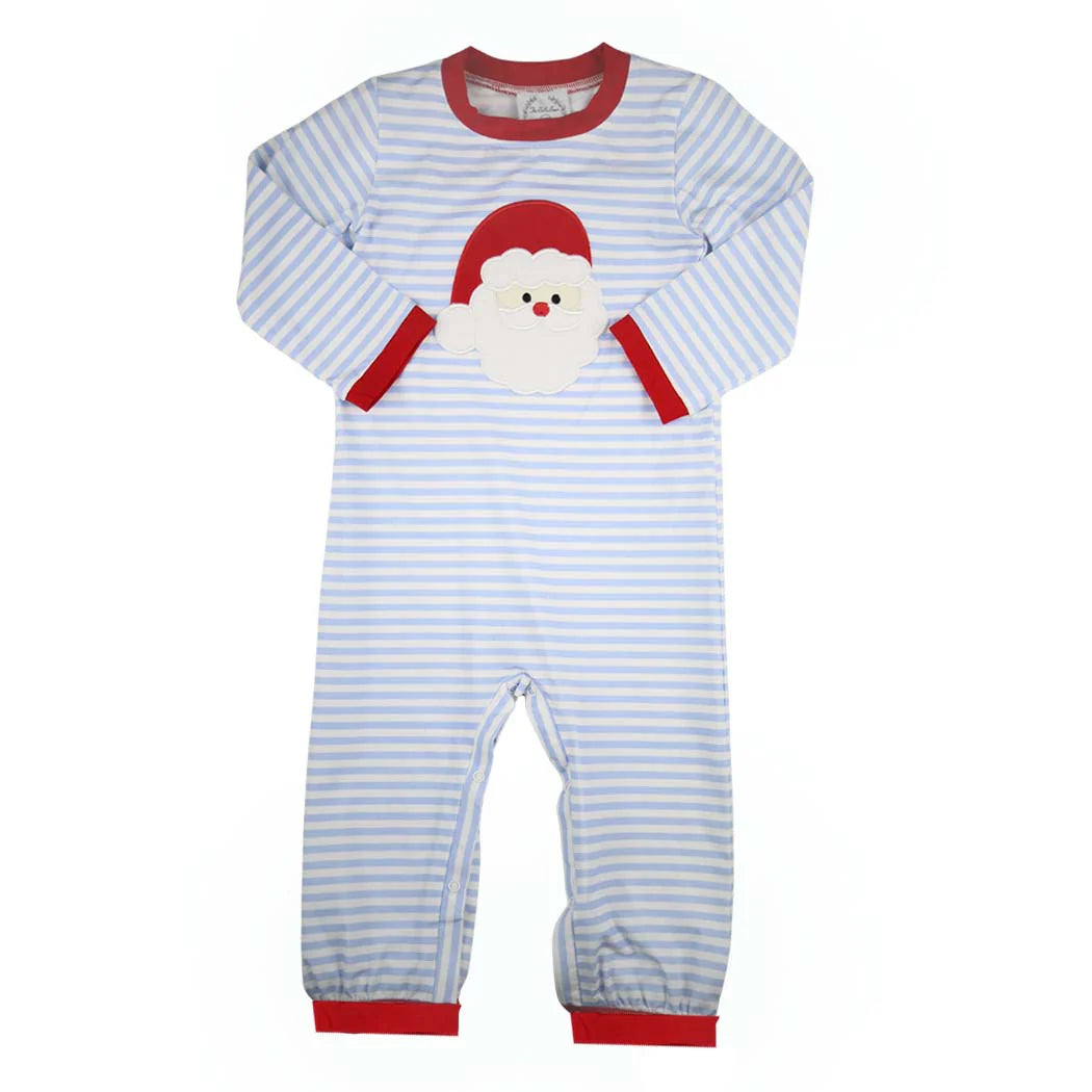 Boys Applique Santa Striped Romper