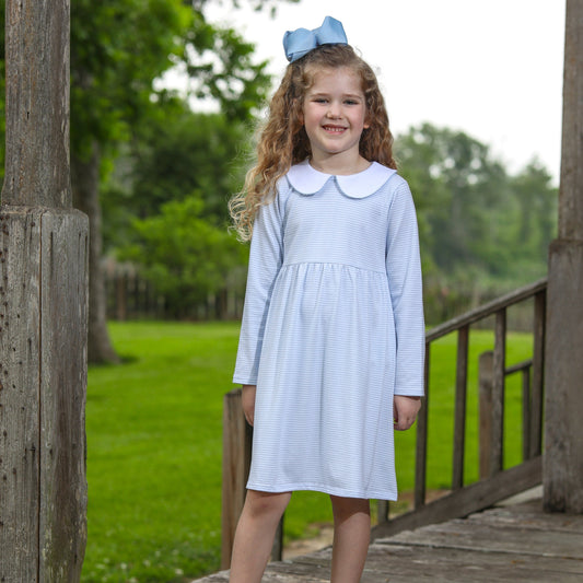 Charlotte LS Dress- Light Blue Stripe ETA LATE SEPTEMBER