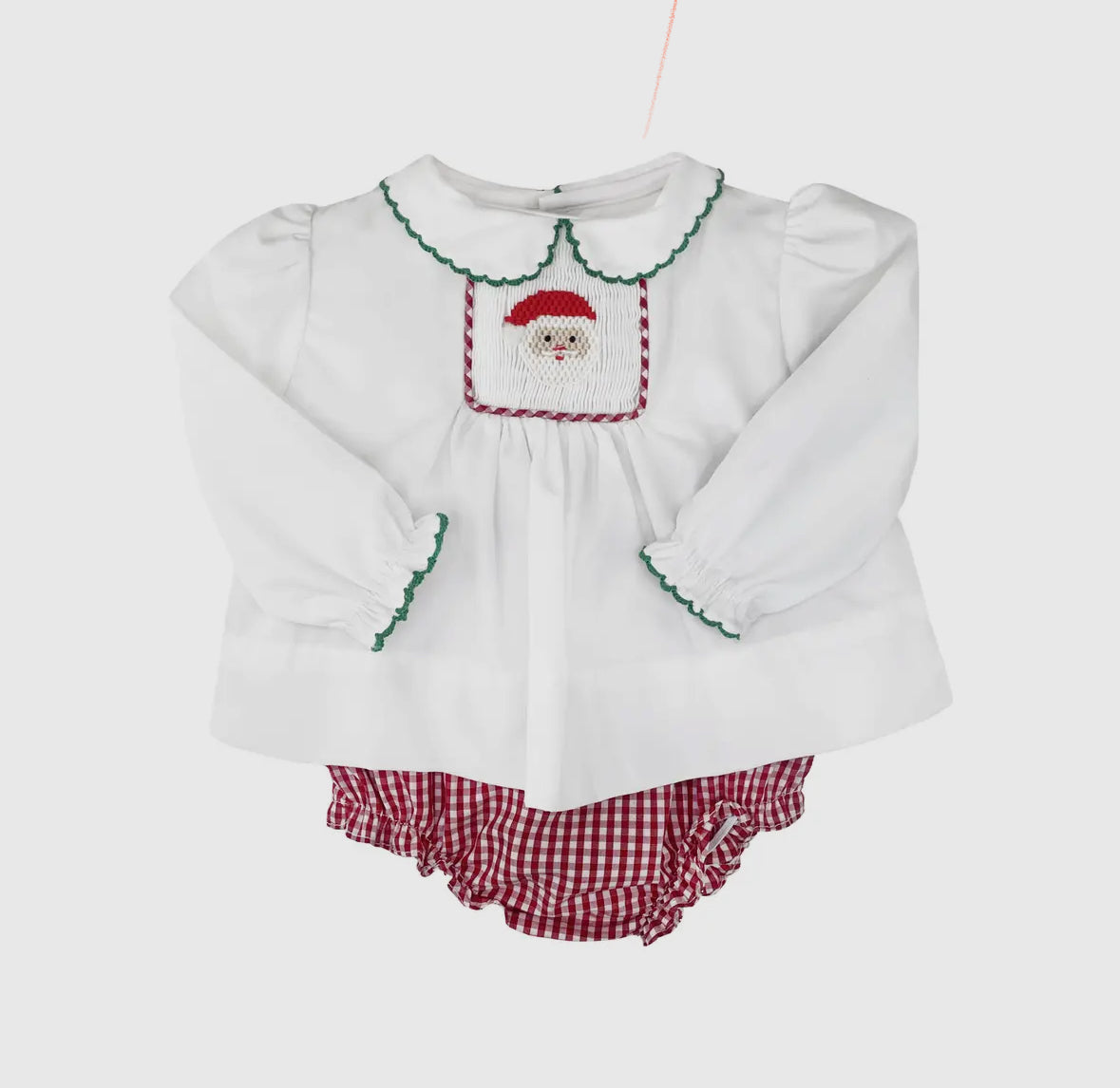 Girls Smocked Santa Diaper Set