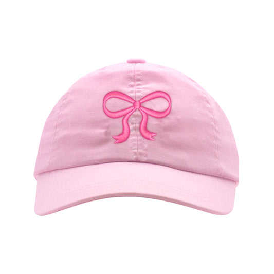 Bow Embroidered Pink Chambray Hat with Add-a-Bow