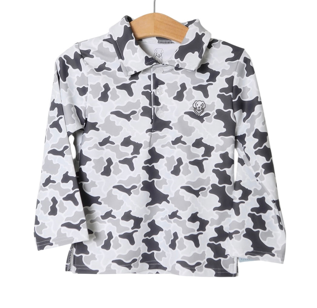 Damien Collar Shirt- Grey Camo