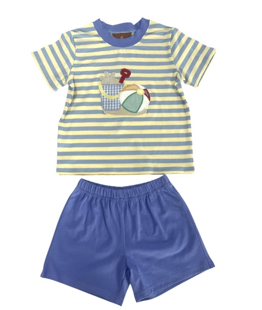 Beach Fun Applique Boys Short Set